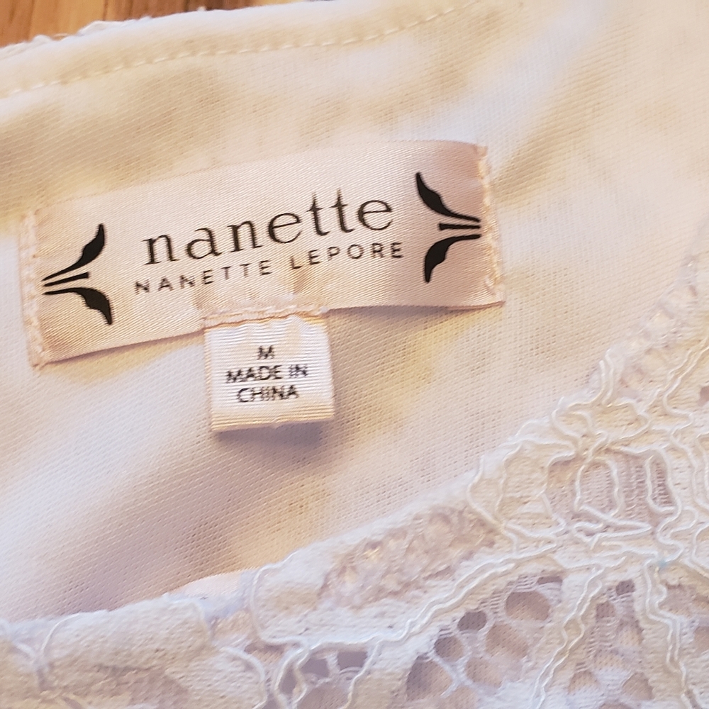 Nanette Lepore Bell Sleeve Lace white blouse M - Picture 4 of 5